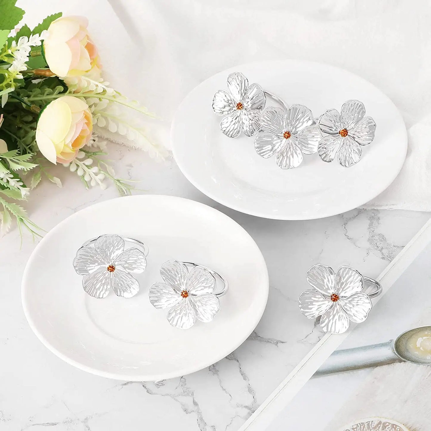 Flower Shape Napkin Ring Buckle 4Pcs