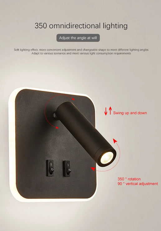 350º adjustable wall lamps with switch