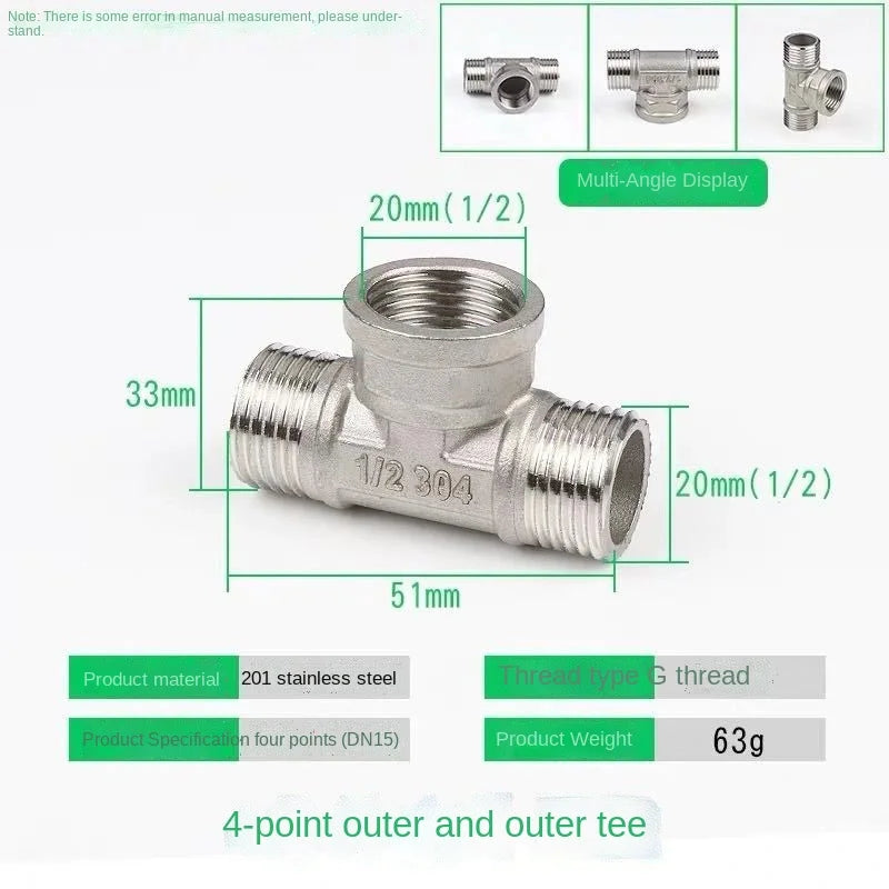 Codo en T de acero inoxidable DN20 a DN15 · Conector reductor para tuberías de agua a alta presiónAdaptadoresHardware > Plumbing > Plumbing Fittings & Supports > Pipe Adapters & Bushings > Adapters
