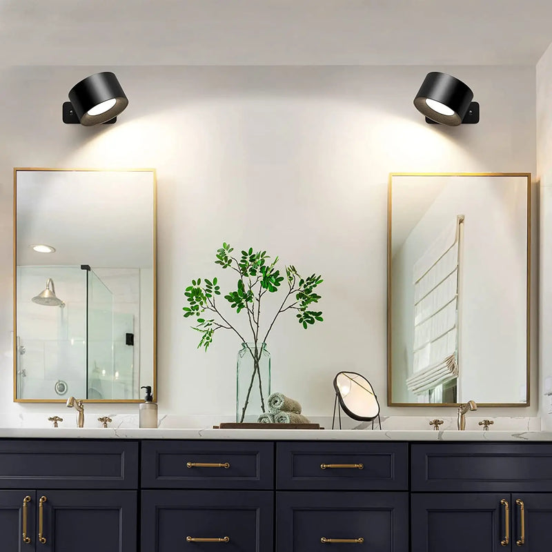 Candelabros LED de pared, 3 niveles de brillo, táctil giratorio de 360°Lámparas de pared