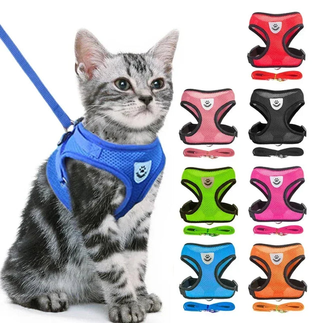 Adjustable mesh pet harness leash