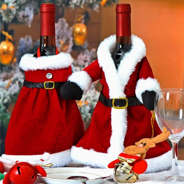 Mr. and Mrs. Claus bottle covers