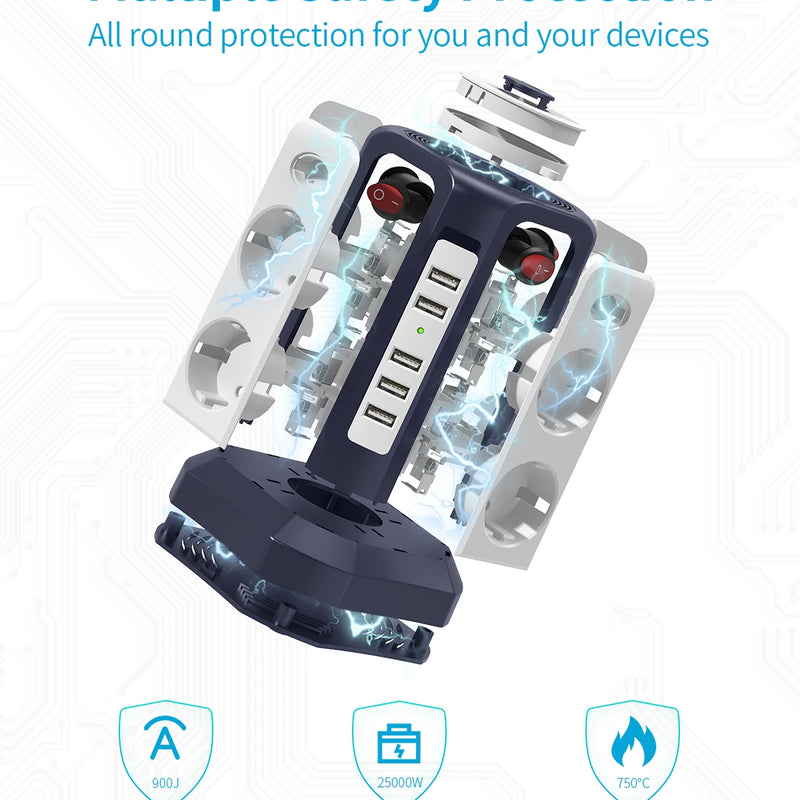 Torre de enchufes 8 tomas + 5 USB con interruptores individuales | cable 3 mRegletasElectronics > Electronics Accessories > Power > Power Strips & Surge Suppressors