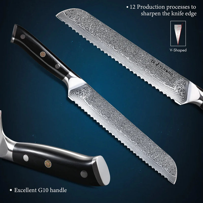 Cuchillo de pan profesional de acero de Damasco 8" con mango G10CuchillosHome & Garden > Kitchen & Dining > Kitchen Tools & Utensils > Kitchen Knives > Bread Knives