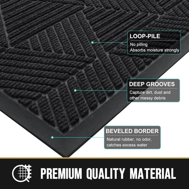 Low profile rubber doormat for entryway