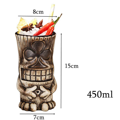 Jarras y vasos tiki de cerámica con inspiración hawaiana de 300 a 700 ml