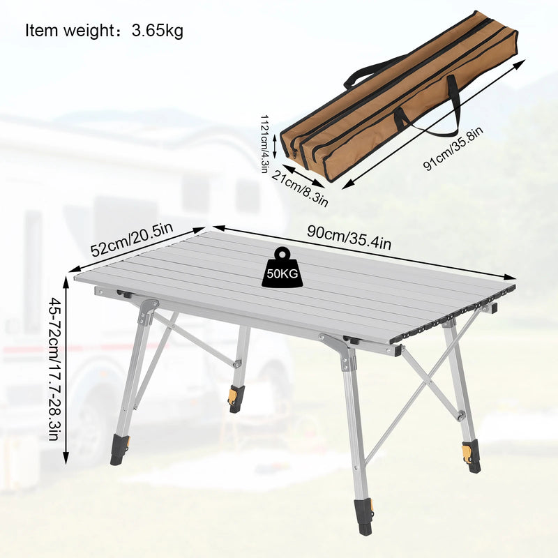 Mesa de camping plegable y regulable en altura 90×52 cm | aluminio ligera con bolsaMesas plegablesFurniture > Outdoor Furniture > Outdoor Tables