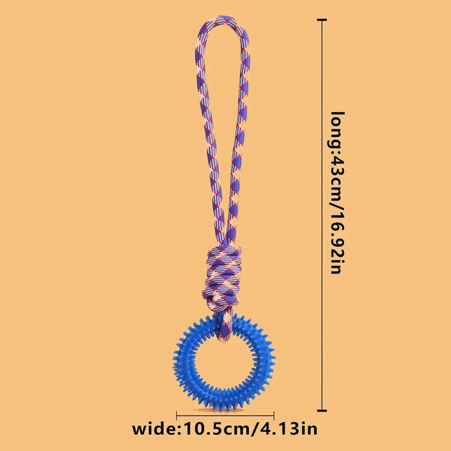 Rope toy with teething ring