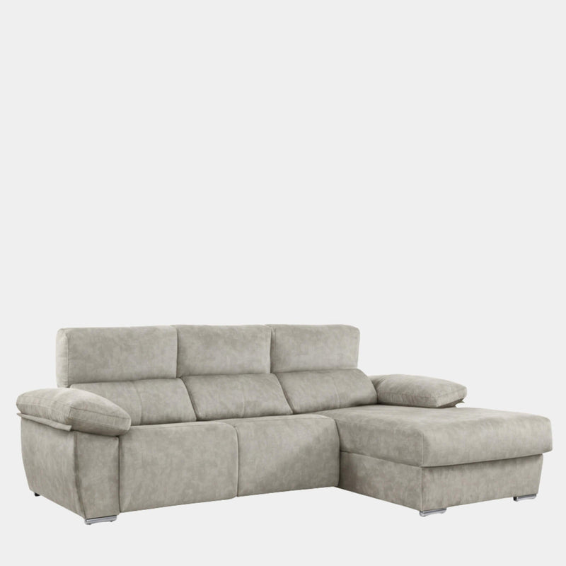 Sofá chaiselongue 3 plazas relax motorizados | plata