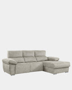 Sofá chaiselongue 3 plazas relax motorizados | plata