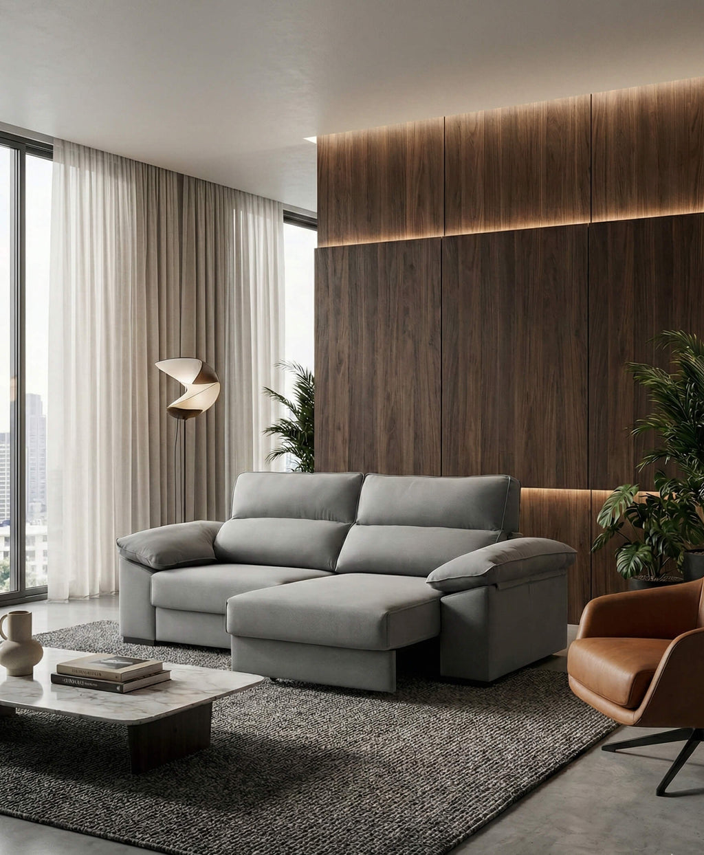 Sofá de 3 lugares com assentos deslizantes | Cinza antracite