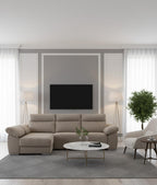 Sofá chaise longue de 3 lugares confortável e elegante | marrom