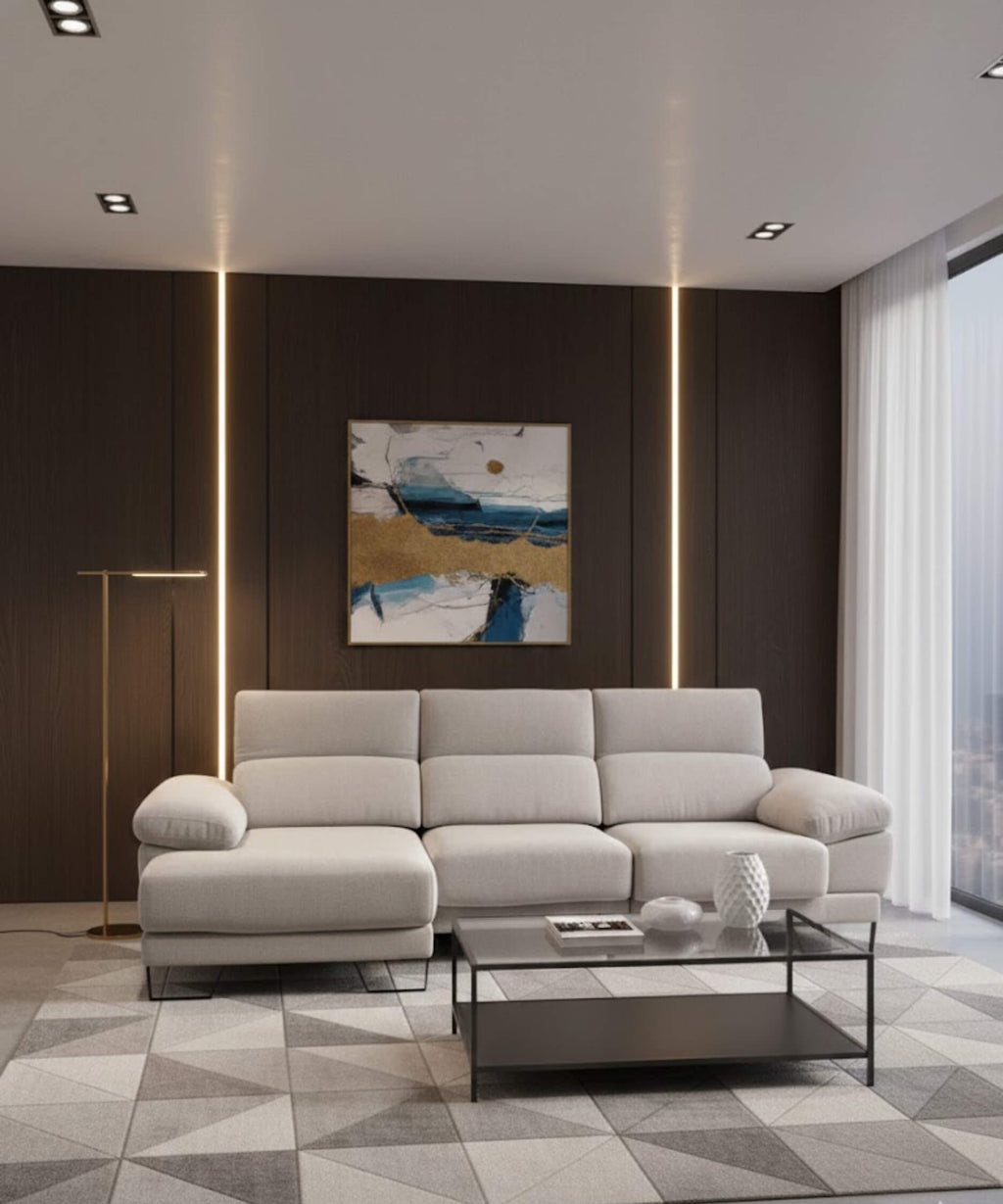 Sofá chaise longue cinzento de 3 lugares | Conforto adaptado às suas necessidades
