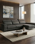 Sofá chaiselongue 4 plazas tapizado gris elegante confort