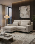 3-seater sofa | beige stain-resistant with pouffe included