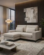3-seater sofa | beige stain-resistant with pouffe included