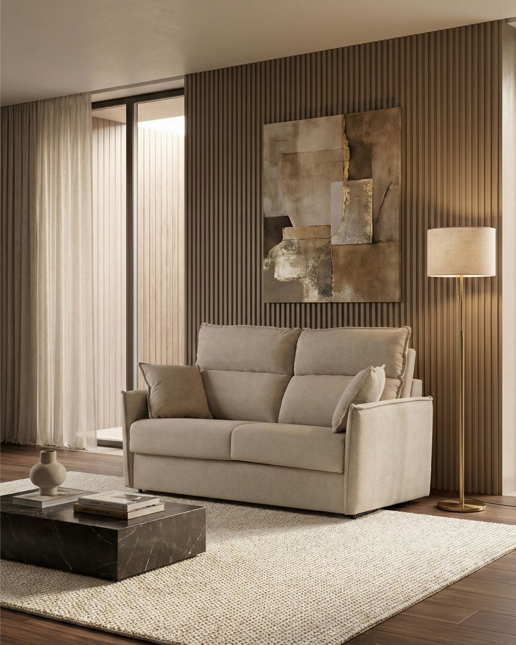 Sofá cama Hugo con confort diario para visitas | beige