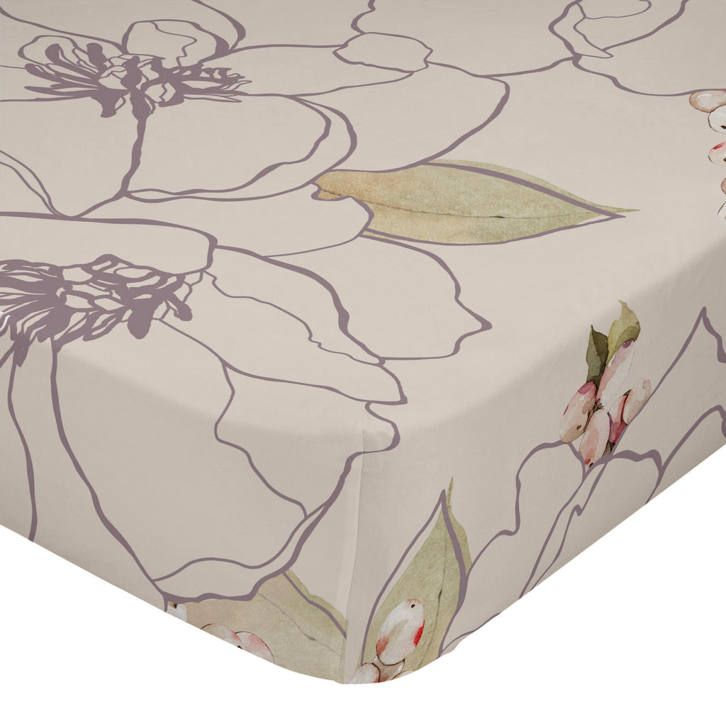 White peonies Fitted sheet