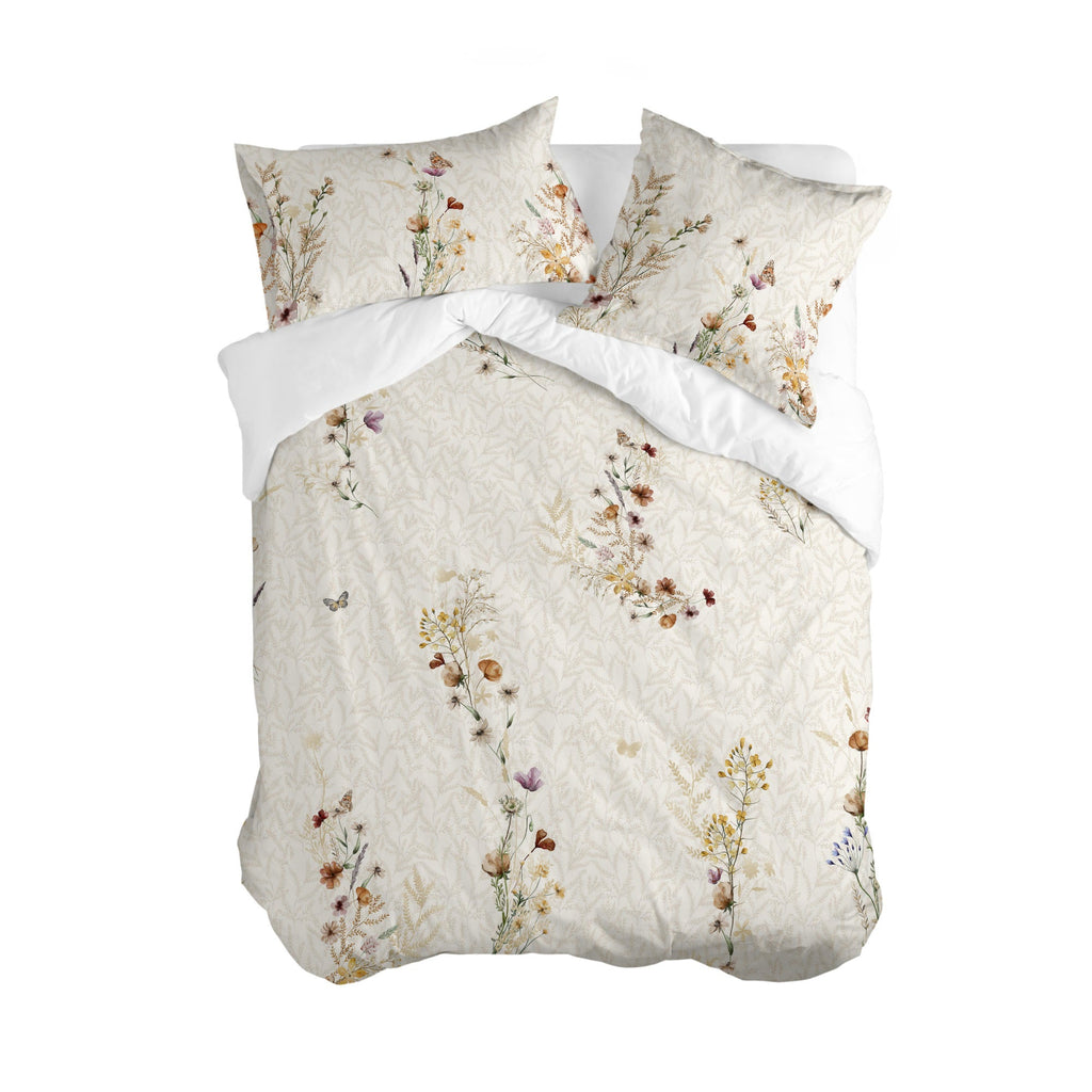 Capa de edredão com estampado de flores silvestres