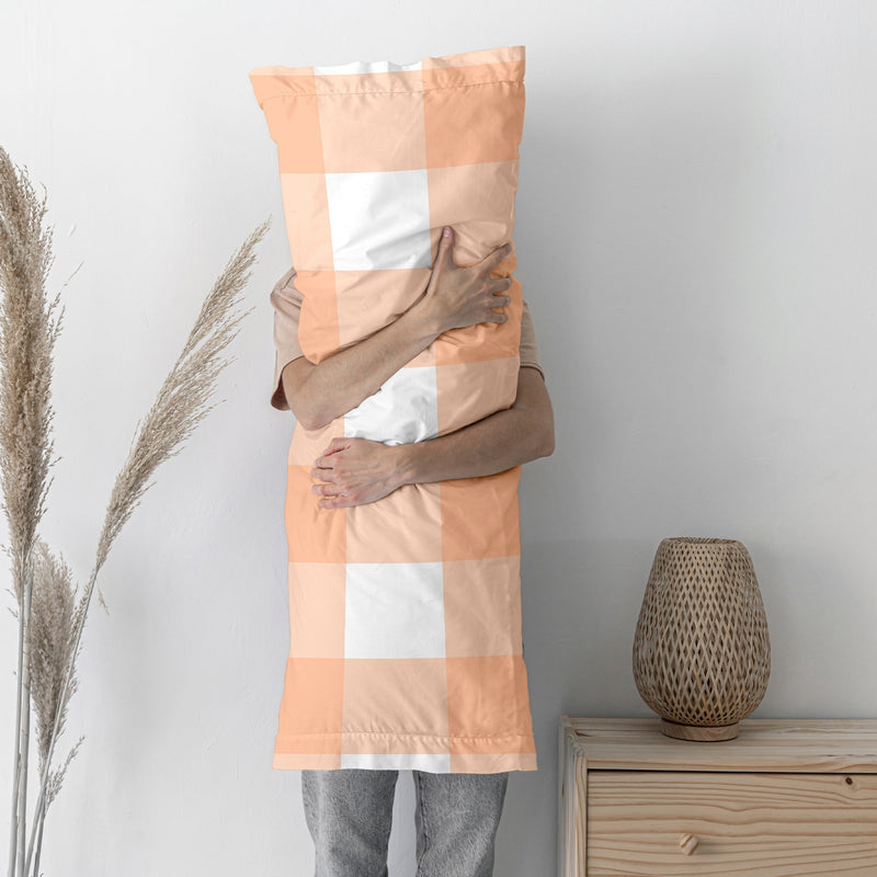 Gingham Funda de almohada Melocotón