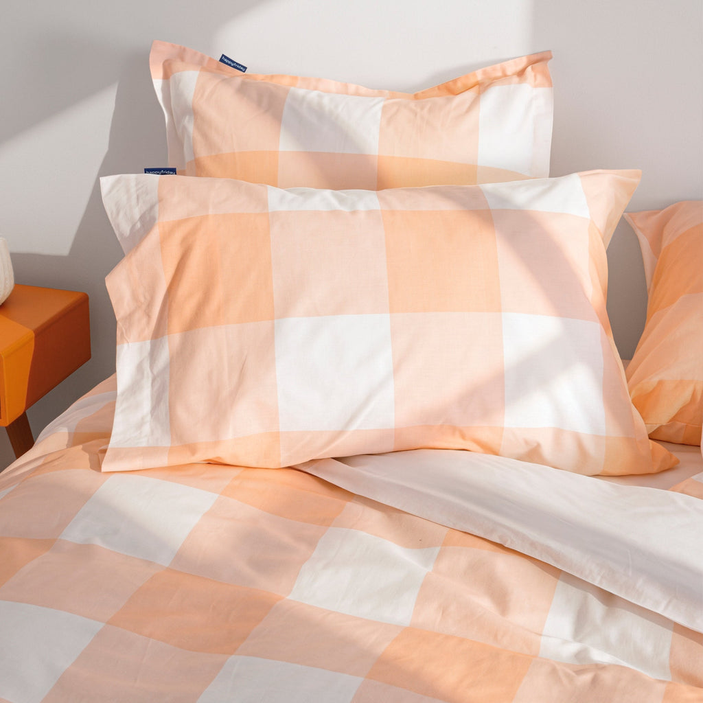 Gingham Peach Pillowcase