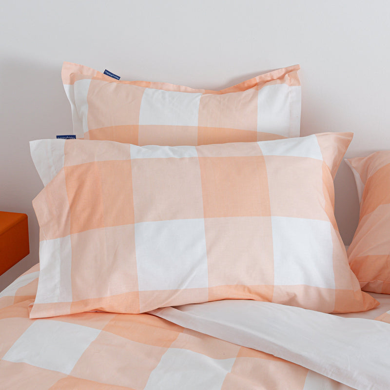 Gingham Funda de almohada Melocotón