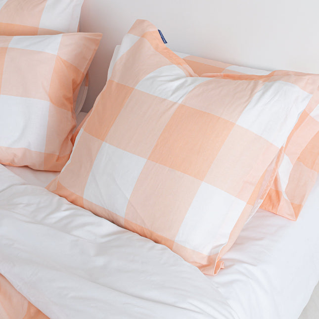Gingham Funda de almohada Melocotón
