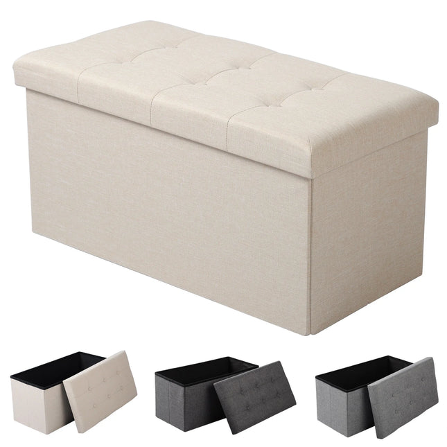 Upholstered storage chest stool