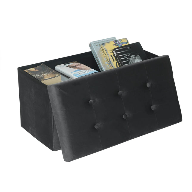 Upholstered storage chest stool