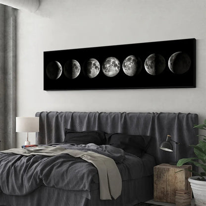 Artistic impressions of moon phases and planets