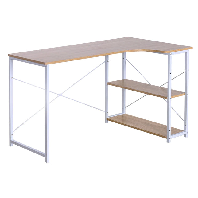 Escritorio esquinero en L con estantes | 120 × 74 × 71,5 cm · madera E1 y metalEscritoriosFurniture > Office Furniture > Desks