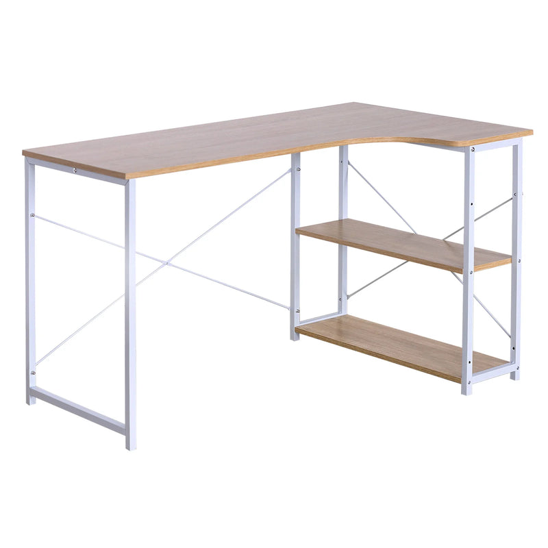 Escritorio esquinero en L con estantes | 120 × 74 × 71,5 cm · madera E1 y metalEscritoriosFurniture > Office Furniture > Desks