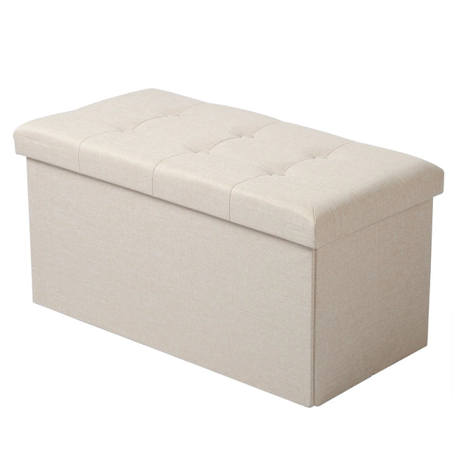 Upholstered storage chest stool