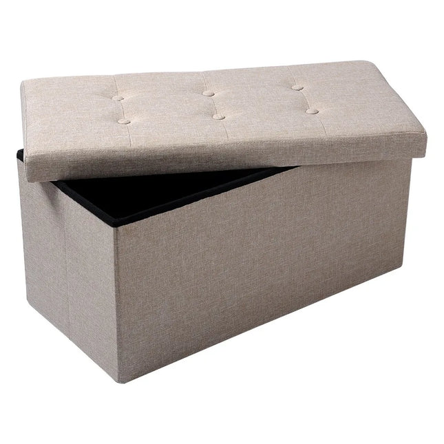 Upholstered storage chest stool