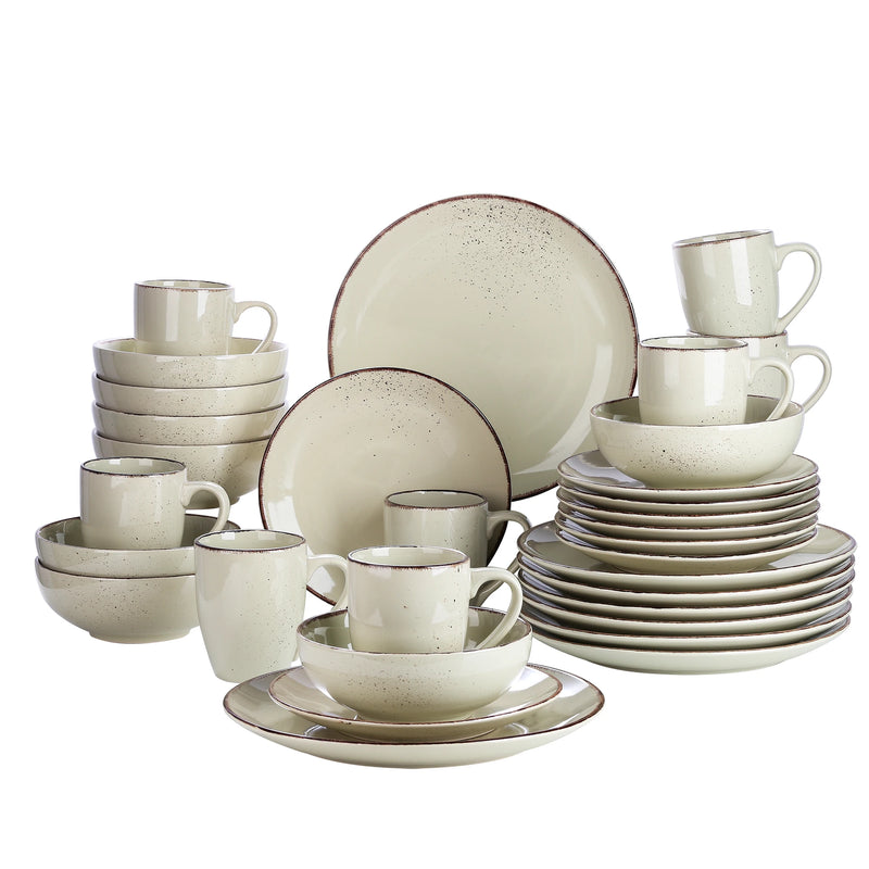 Juego de vajilla de cerámica beige de 16/32/48 piezas con platos, cuencos de 800 ml y tazasVajillas completasHome & Garden > Kitchen & Dining > Tableware > Dinnerware > Dinnerware Sets