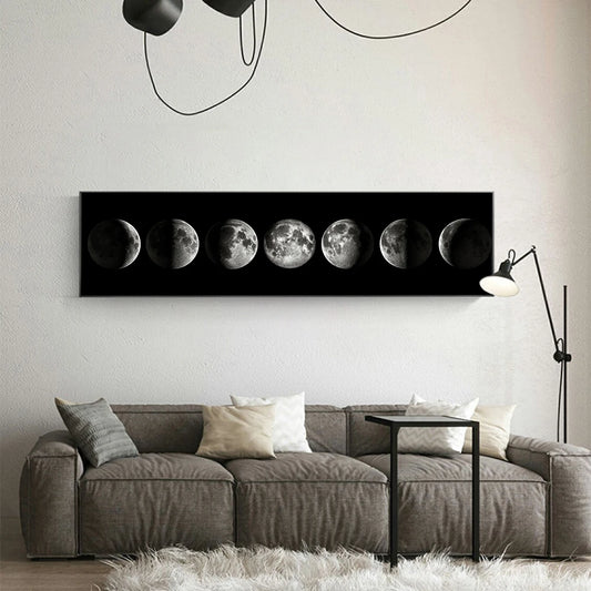 Artistic impressions of moon phases and planets