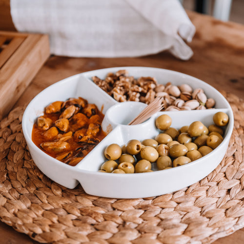 Plato para Snacks de Porcelana Redondo