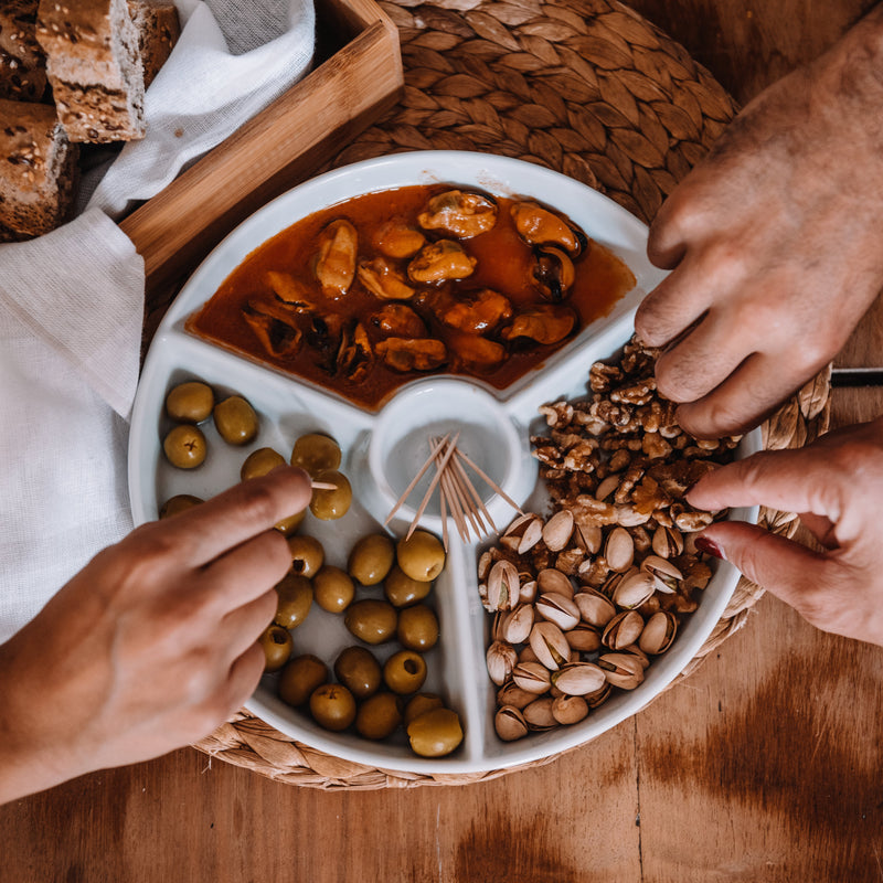 Plato para Snacks de Porcelana Redondo