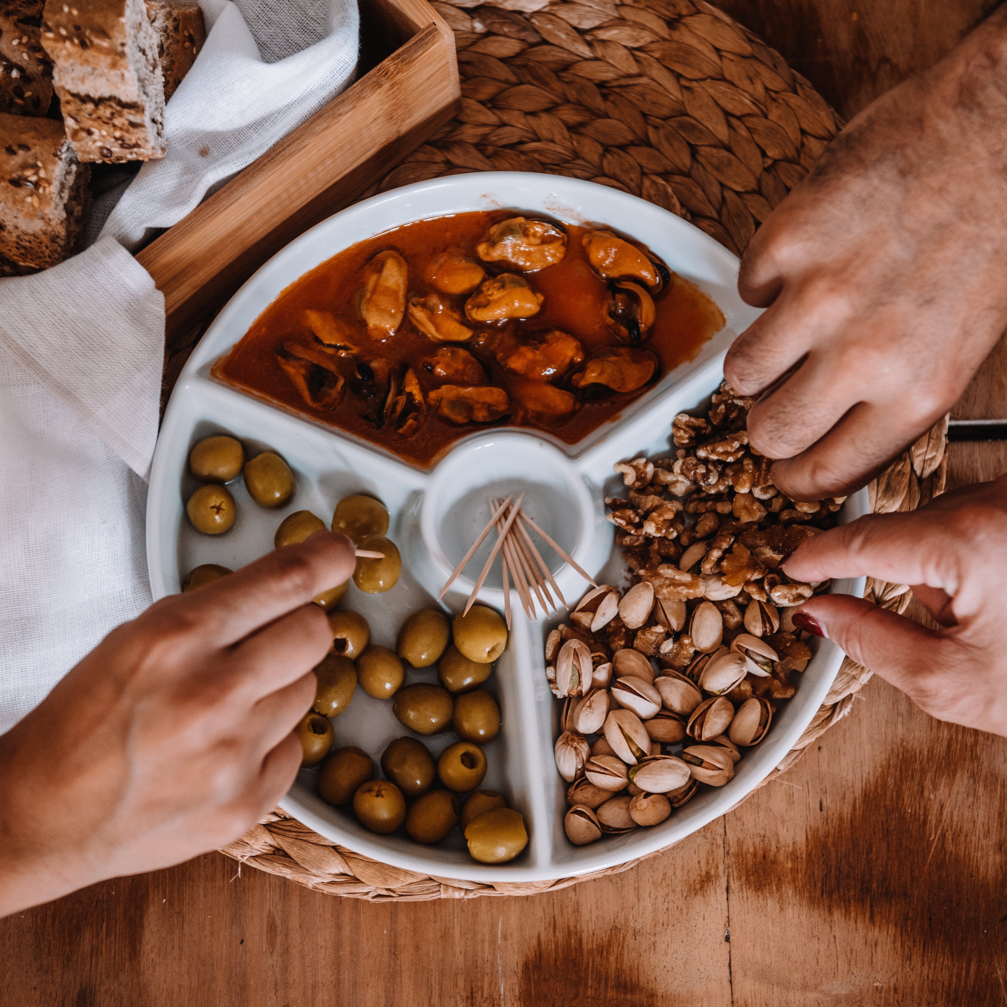 Plato para Snacks de Porcelana Redondo