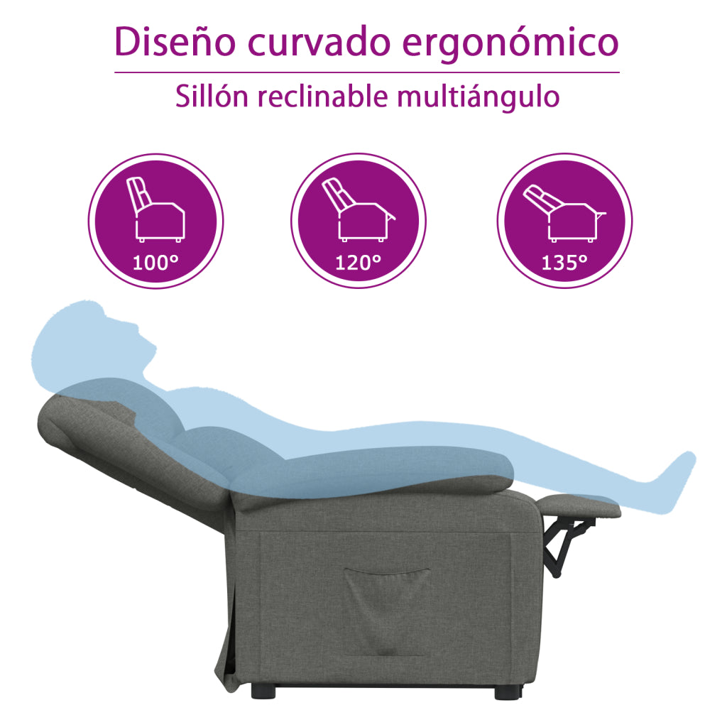 Sillón de TV con reposapiés cuero de ante sintética marrón