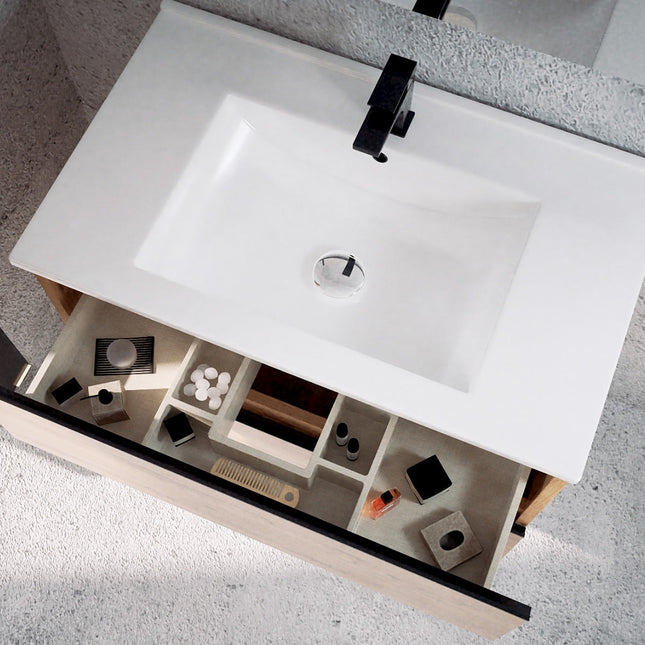 Mueble de baño con lavabo 2 cajones roble ostippo moderno | 1_ES