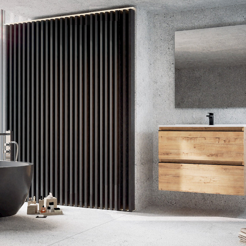 Mueble de baño conjunto 2 cajones Roble Ostippo suspendido | 3_BP