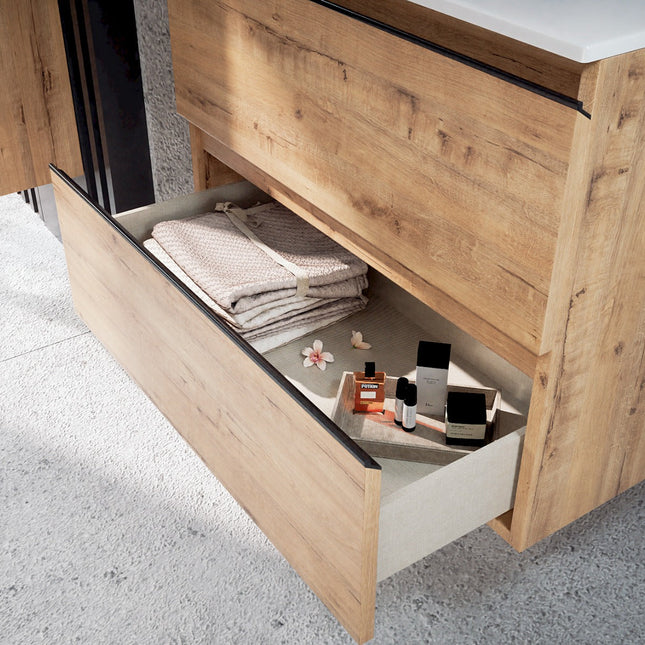 Mueble de baño con lavabo 2 cajones roble ostippo moderno | 1_ES