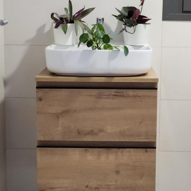 Mueble de baño suspendido Roble Ostippo con 2 cajones | 3_BP