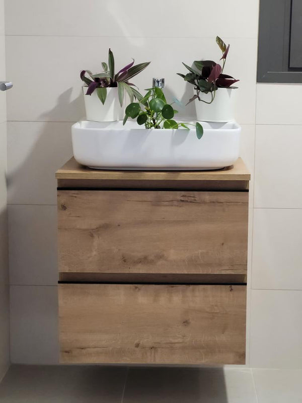 Mueble de baño suspendido Roble Ostippo con 2 cajones | 3_BP