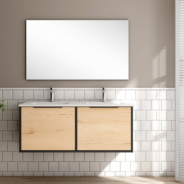 Conjunto mueble de baño completo 120 cm negro moderno | 3_BP