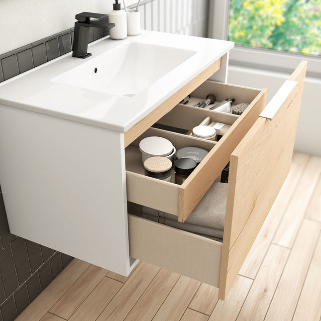Mueble de baño con lavabo 120 cm blanco con dos cajones | 3_BP