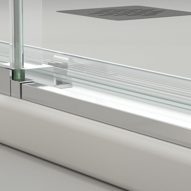 Mampara de ducha cuadrada con 2 fijas y 2 correderas | cromo | 3_BP