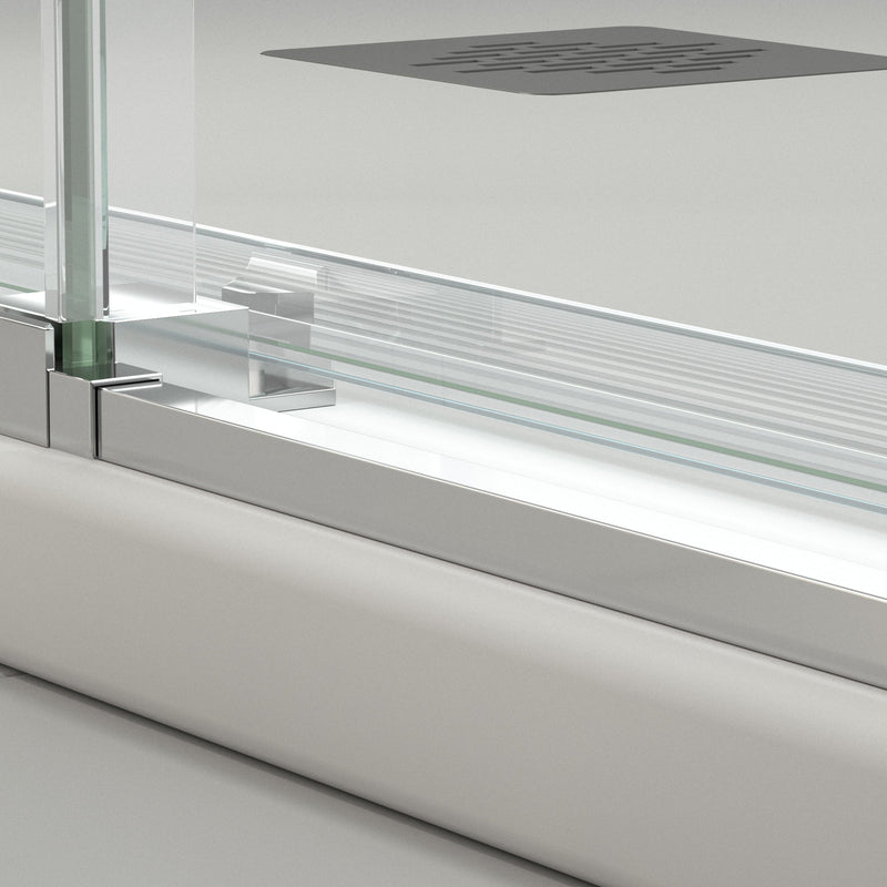 Mampara de ducha cuadrada con 2 fijas y 2 correderas | cromo | 3_BP