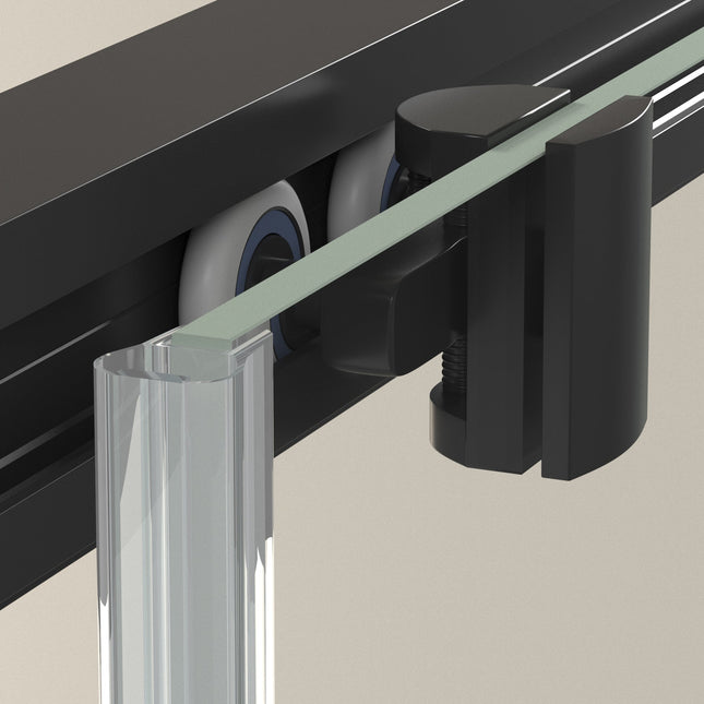 Mampara de bañera frontal negro mate 150 cm corredera | 3_BP